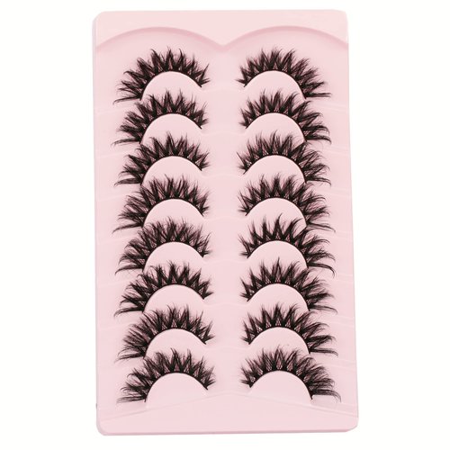 Gmagictobo Mink Lashes Cat Eye Fluffy False Eyelashes D Curl Russian Strip Lashes Pack Soft Wispy False Lashes 8 Pairs Multipack