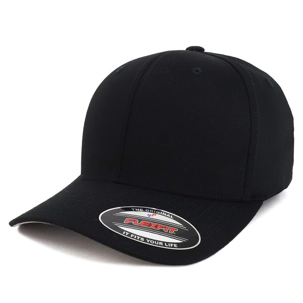 Armycrew Flexfit XL-4XL Oversize Curved Bill Structured Stretch Fit Baseball Cap - Black - XL/XXL