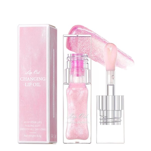 TIRDET Magic Color Changing Lip Oil, Lip Oil Color Changing, Warm Change Hydrating Lip Gloss, Color Changing Lip Gloss, Magic Big Brush Color Changing Lip Oil, Lip Changing Oil Long Lasting Shimmery