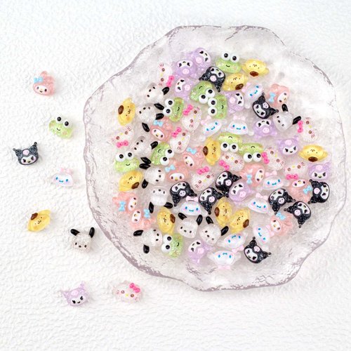 80Pcs Kawaii Nail Charms Set, 3D Cartoon Colorful Nails Accessories for DIY Nail Art, Y2k Resin Rhinestones Nail Decorations (80P)
