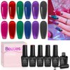 beetles Gel Polish Jelly Gel Nail Polish 6 Colors Blue Pink Green Red Black Jelly Nail Polish Gel Polish Set Gel Nail Polish Soak Off LED UV Curing Requires Gifts for Women