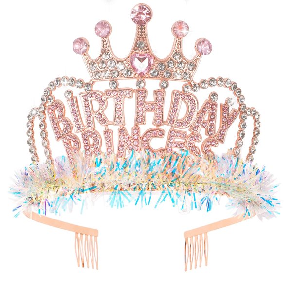 ACO-UINT Birthday Crown for Women, Pink Birthday Princess Crown Happy Birthday Headband, Birthday Girl Crown Birthday Princess Tiara Birthday Decorations Gifts