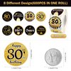 600 PCS 1.5 Inch Happy 80th Birthday Roll Stickers, 8 Different Design Black Gold Happy 80th Birthday Round Labels 80th Birthday Party Favor Anniversary Party Supplies, Handmade Sticker