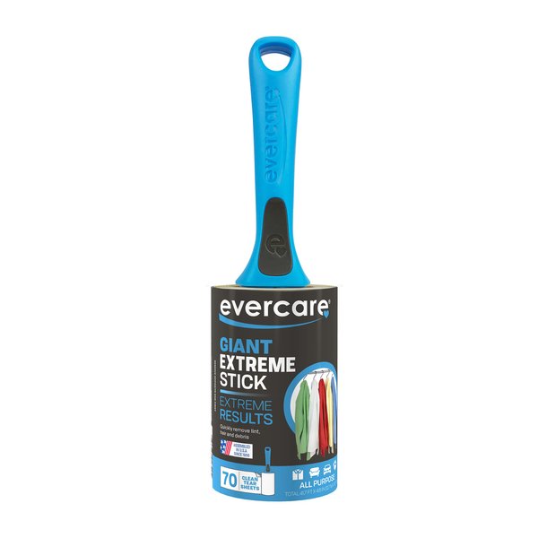 Evercare Extreme Giant Stick Lint Roller, Straight Handle, 70 Sheets, Blue