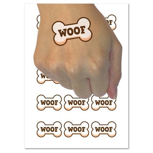 Woof Dog Fun Text Temporary Tattoo Water Resistant Fake Body Art Set Collection - 15 2" Tattoos (1 Sheet)