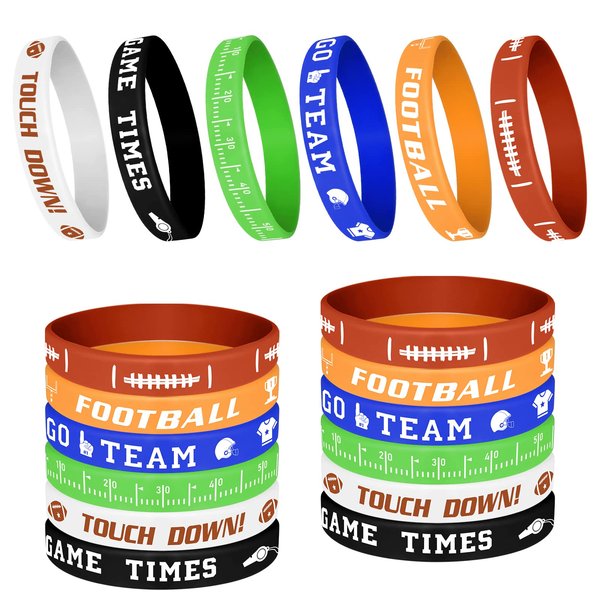 MIAHART Football Theme Bracelets Silicone Wristband for Sport Theme Birthday Party Favors, 6 Styles (34)