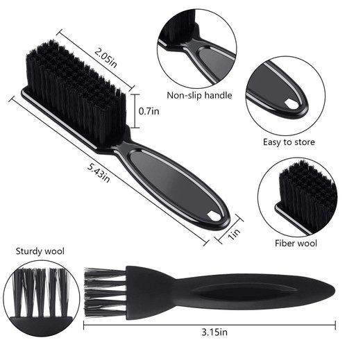 2 Pieces Hairdressing Barber Clipper Brush Tools Set, Include Clipper Blade Cleaning Brush Nylon Brush and Shaver Razor Trimmer Cleaning Brush with Drawstring Storage Pouch