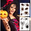 Kotbs 12 Sheets Spider Face Tattoos, Halloween Temporary Spider Decals for Kids and Adults - Realistic Halloween Makeup Stickers for Witch Costume and Party Favors