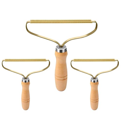 3 Wooden Pieces-Manual Hair Removal Razor, Portable Hair Removal Agent, Hair Removal Roller, Double-Sided Hair Removal Agent, Used to Remove pet Hair from Furniture, Curtains, Blankets