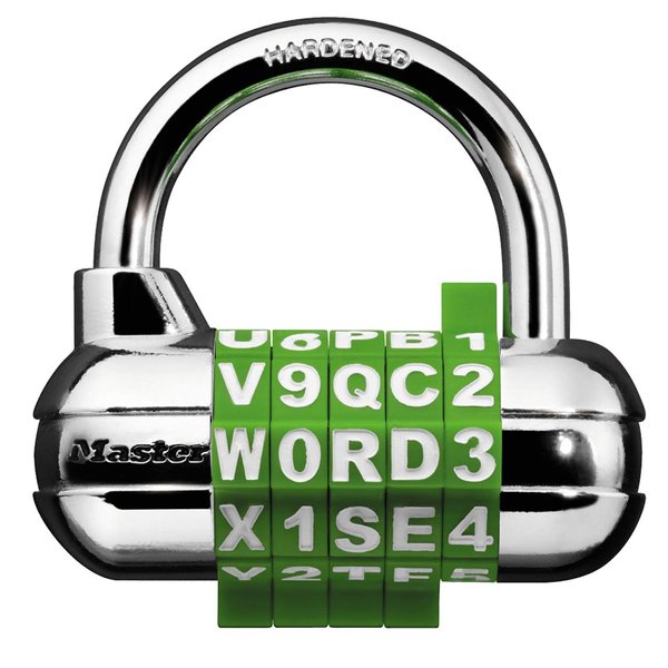 Master Lock Word Combination Lock, Set Your Own Word Combination Lock for Gym and School Lockers, Colors May Vary, 1534D