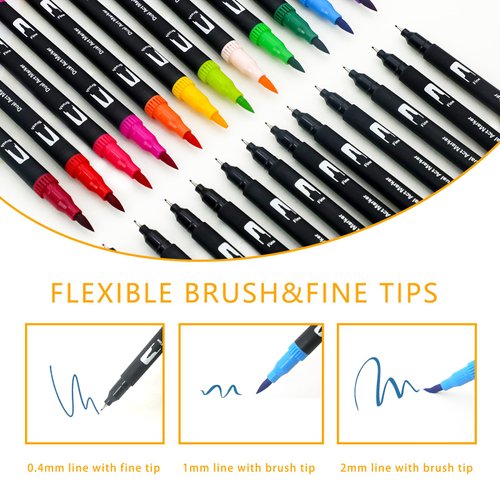 Artecho 72 Colors Markers for Adult Coloring Books No Bleeding, Dual Tip Markers for School, Fine and Brush Tip Markers for Adults Coloring Books, Calligraphy, Drawing, Sketching