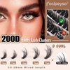 Focipeysa Lash Extension Kit Thick Eyelash Extension Kit 10-18mm Fluffy Lash Clusters 200D Individual Eyelashes Kit with Lash Bond, Lash Remover, Lash Applicator, DIY Lashes Extension