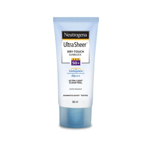 Neutrogena Ultra Sheer Dry-Touch Sunscreen Lotion, Broad Spectrum SPF 55 UVA/UVB Protection, Lightweight Water Resistant Face & Body Sunscreen, Non-Greasy, Travel Size, 3 fl. oz