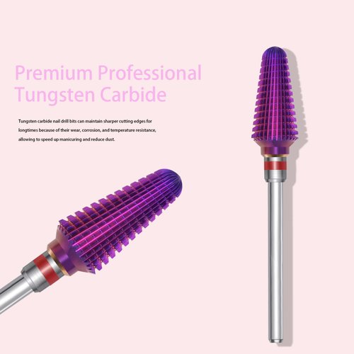 ERUIKA Tungsten Carbide Tornado Nail Drill Bits,3/32'' Two Way Safety Use Efile Multi-function Bits,Suitable Fast Remove for Acrylic Gels Manicure Pedicure Rotary Tools (Purple, Fine - F)
