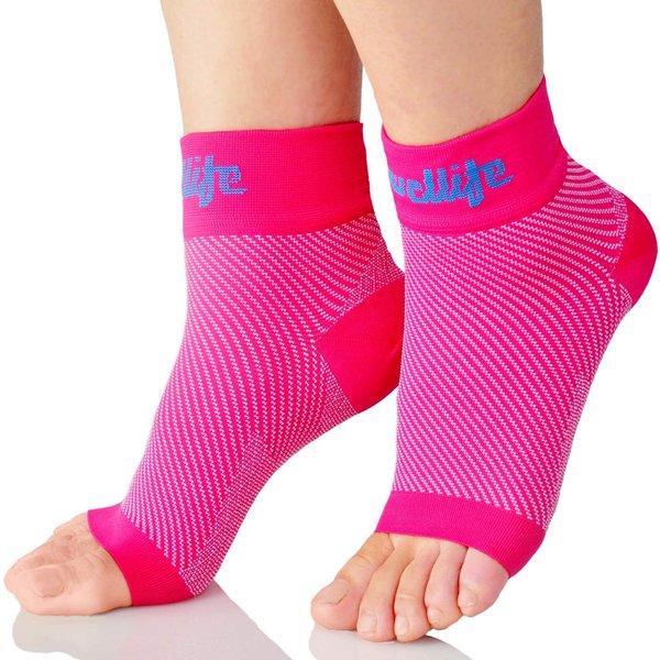 Dowellife Plantar Fasciitis Socks, Ankle Brace Compression Support Sleeves & Arch Support, Foot Compression Sleeves, Ease Swelling, Achilles Tendonitis, Heel Spurs for Men & Women (Pink S)