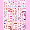 FANOST Pink Temporary Tattoos for Girls, 20 Sheets Princess Hot Pink Birthday Party Supplies Waterproof Tattoos Stickers for Kids Party Favors Easter Basket Halloween Disco Cosplay Party Decorations