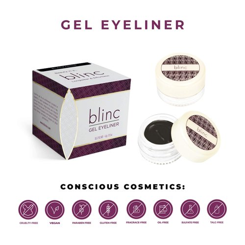 Blinc Gel Eyeliner, Eye liner enriched with Vitamin E, Highly-Pigmented, Long-Wearing, Quick-Drying, Water-Proof, Clean, Vegan and Cruelty-Free, Black, 4.3g / 0.15 Oz.