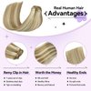 Ukira Blonde Hair Extensions Clip in Real Human Hair, 15 Inch 70g 7pcs Ash Blonde Highlighted Bleach Blonde, Ntural Straight Seamless Clip in Hair Extensions Blonde Hair Extensions