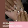 30 PCS Sky Blue French Tip Press on Nails Almond Short,SXVME Fake Nails Glue on Nails Medium Short,Gel Nails Static Nails,Acrylic Nails Press ons Medium,Short False Nails Stick on Nails for Women