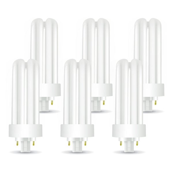 Circle (6 Pack PLT-26W 835, 4 Pin GX24q-3, 26 Watt Triple Tube, Compact Fluorescent Light Bulb,3500k Neutral White