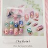 Press on Nails Medium Square Fake Nails Acrylic False Nails with Colorful Clouds Design Glossy Acrylic Nails Full Cover Glue on Nails for Women 24 Pcs