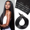Clip in Hair Extensions Real Human Hair Clip ins 100% Brazilian Virgin Hair Straight PU Seamless Clip in Hair Extensions Human Hair Natural Black Hair for Women 100 Gram 6 Pcs 18 Inch