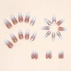 IMSOHOT Long Coffin Press on Nails Pink White Gradient Fake Nails Glitter Ballerina False Nails Glossy Full Cover Acrylic Nails Glue on Nails for Women 24pcs