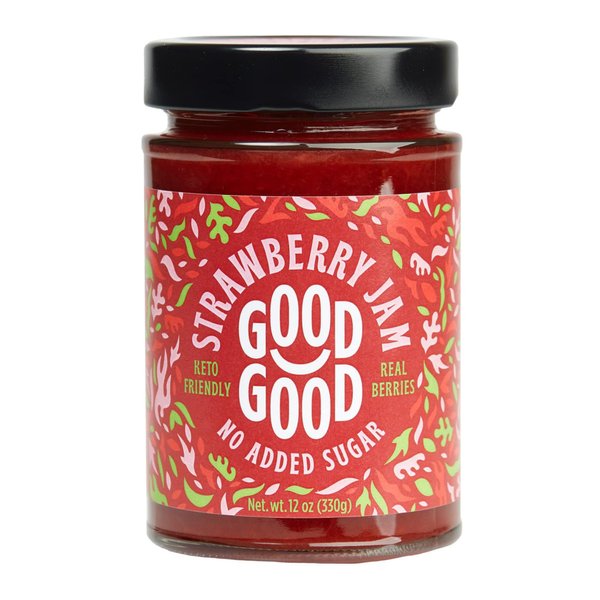 GOOD GOOD No Added Sugar Strawberry Jam - Keto Friendly Jelly - Low Carb, Low-Calorie and Vegan - Diabetic Friendly - 12oz / 330g (Pack of 1)