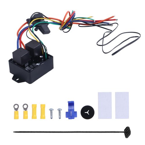ELSOON DC0444 Digital Radiator Fan Controller Switch 12V and 24V, Adjustable Temperature 104°F-230°F, Dual Electric Thermatic Fan Control Kit, LED Display, Replaces 0444