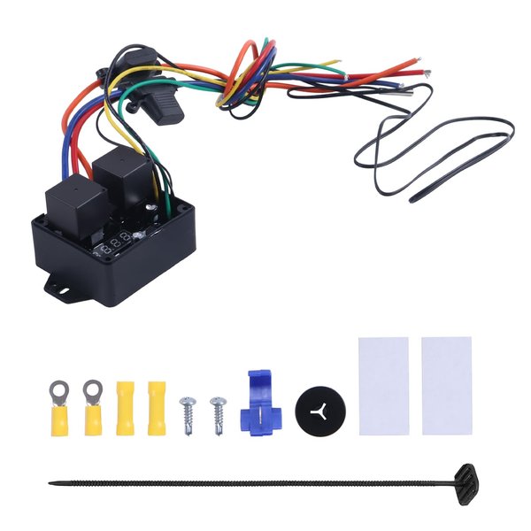 ELSOON DC0444 Digital Radiator Fan Controller Switch 12V and 24V, Adjustable Temperature 104°F-230°F, Dual Electric Thermatic Fan Control Kit, LED Display, Replaces 0444