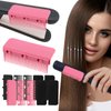 2 Pcs 2024 New Flat Iron Comb, Flat Iron Comb Attachment Clip On, Upgrade Barber Hair Straightening Comb, Professional or Home Use Compact Hair Styling Tool (Red+Black)