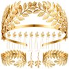 WILLBOND 15 Pieces Greek Goddess Costume Accessories Women Toga Golden Leaves Bridal Crown Headband Bracelet Pearl Earrings and Hair Pins (Fresh Style)