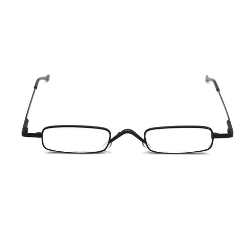 EYE ZOOM 2 Pack Metal Super Light Mini Reading Glasses with Compact Case, Black, 2.00