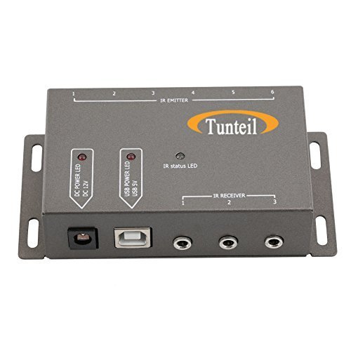 Tunteil IR Remote Control Repeater, Remote Control Repeater Extender Emitter Kit Control up to 8 Hidden A/V Devices Like Cable Boxes, Xbox One, Roku, Apple TV, Nvidia Shield and so on(Black)