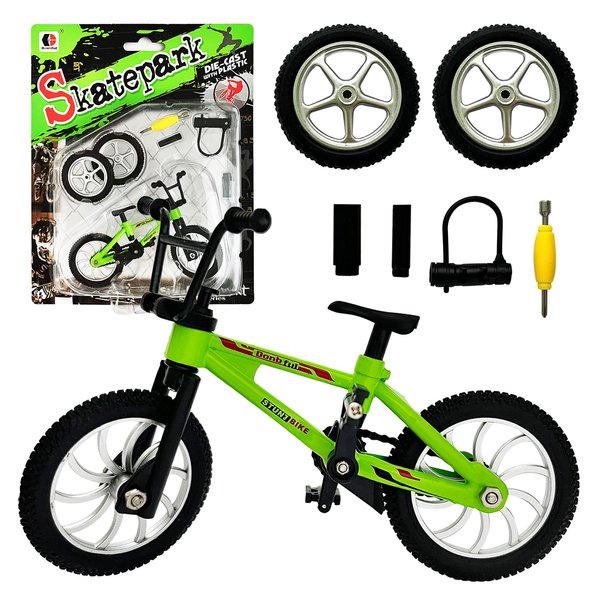 Metal Finger Bike Mountain Bike Toys Functional Kids Finger Bicycle Mini Finger BMX Set Gift for Kid (Green)