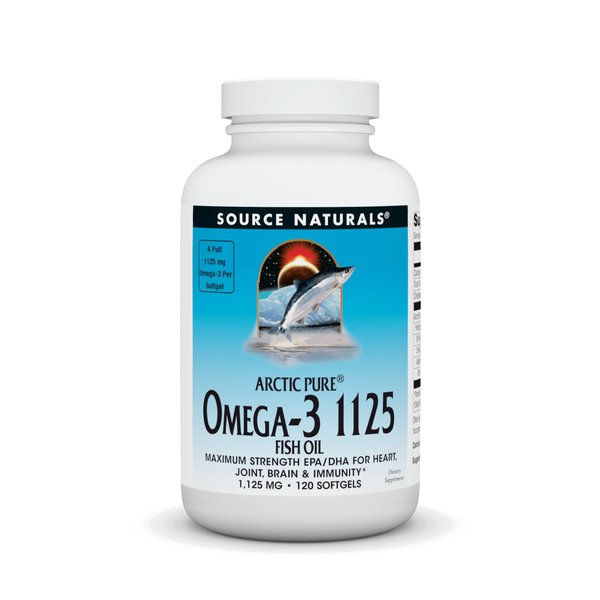 Source Naturals ArcticPure Omega-3 Fish Oil 1125mg Ultra Potency Maximum Strength EPA + DHA for Heart, Joint, Brain & Immune Health - 120 Softgels