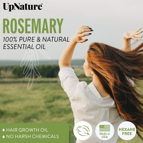 UpNature Rosemary Essential Oil for Hair Growth – 100% Pure & Natural Rosemary Oil for Hair Growth, Nourishing Scalp Strengthening Hair Oil - Stimulates Healthy Hair Growth, Skin & Nails, 2oz