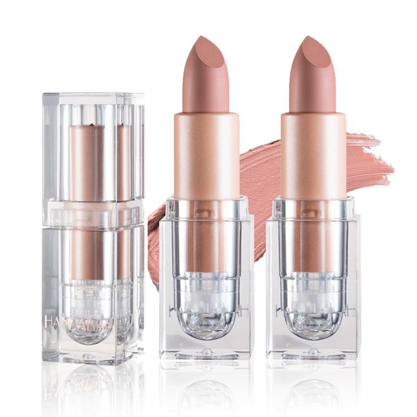 ZHISHUDL 2PCS Nude Matte Lipstick Set Nude Lip Gloss Smooth Velvety Lip Stick Non-Stick Cup Lip Stain Matte Lipstick Makeup Gifts Set for Women - 609 Flesh Pink