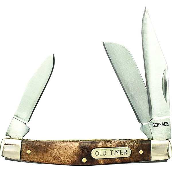 Old Timer 34OTW Middleman 5.7in Traditional Folding Pocket Knife with 3 High Carbon SS Blades, Desert Iron Wood Handle, and Convenient Size for EDC, Hunting, Camping, Carving, Whittling, and Outdoors