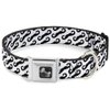 Buckle-Down Seatbelt Buckle Dog Collar - Diagonal Handlebar Mustaches White/Black - 1.5" Wide - Fits 16-23" Neck - Medium
