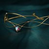 CoTeeZa Fairy Circlet Princess Tiara Rhinestone Handmade Gold and Green Headband Vintage Wedding Costume Headpiece Elf Crystal Crown for Renaissance Cosplay Halloween Festival Party Birthday