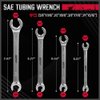 4-Piece Flare Nut Wrench Set - SAE Brake Line Wrench 1/4, 5/16, 3/8, 7/16, 1/2, 9/16, 5/8, 11/16-inch, Professional Offset Heads, Portable Organizer Pouch Included