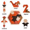 Skrtuan Wooden Puzzle Hexagon Tangram Puzzle for Kids Adults Brain Teasers Puzzles Game Challenge Toy Shape Pattern Block Tangram Family Portable Montessori Educational Gift for All Ages Boys Girls