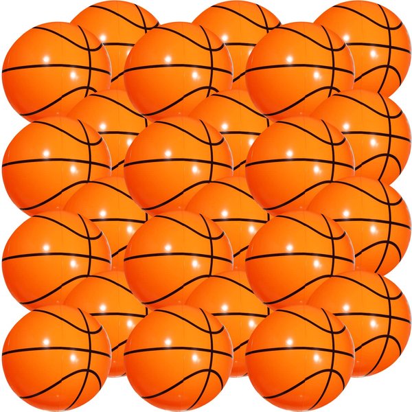 Chivao 24 Pieces Inflatable Ball Soccer Ball Softball Volleyball Basketball Football 16 Inch Beach Balls Party Favors Summer Swimming Pool(Basketball)