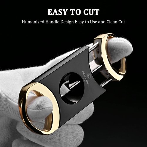 CIGARWONG Cigar Cutter Stainless Steel V-Cut Cigar Cutter Double Cut Blade Sharp Portable