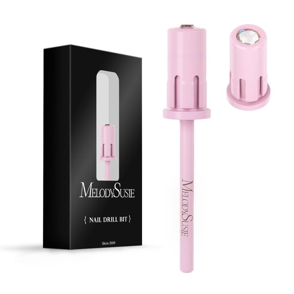 MelodySusie Crystal Top Mandrel Bit for Nails, 3/32'' Easy Off Nail Drill Bits for Sanding Bands, Suitable for Acrylic Nails Gel Manicures and Pedicures, Rose Pink