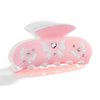 LILIE&WHITE Acrylic Bow Hair Clips For Women Pink Claw Clips With The Rhinestone Pattern In White Bow Hair Clip With Claw For Thick Hair Strong Hair Fix Claw Clips