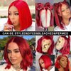 Pre Plucked HD Transparent 13X4 Straight Red Blunt Cut Bob Wig Human Hair Lace Frontal Wig With Baby Hair Natural Hairline Glueless 100% Unprocessed Human Hair Red Bob Wigs Lace Front With Black Women