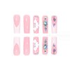 Foccna White Press on Nails Artificail Extra Long, French Square Fake Nails, Crystal Flowers Nails Acrylic Full Cover Long Fake Nails with Design Nail Tips for Women&Girls-24PCS