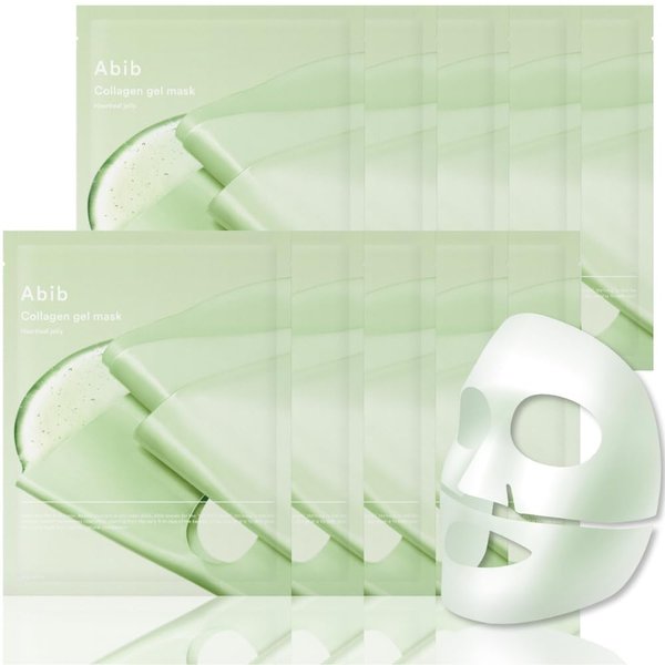 Abib Collagen Gel Mask Heartleaf Jelly 10 Sheets I Vegan Collagen, Cooling Nourishing Hyaluronic Acid Hydrogel Facial Mask